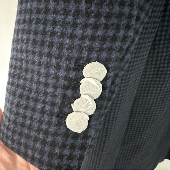 Club Monaco Manteaux Black & Navy Slim Tailored Coat in Houndstooth Size L NWT - Picture 10 of 12